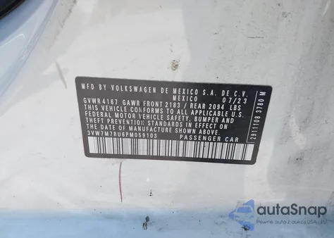 2023 Volkswagen Jetta 1.5T Se из США, поврежденный, VIN 3VW7M7BU6PM059103